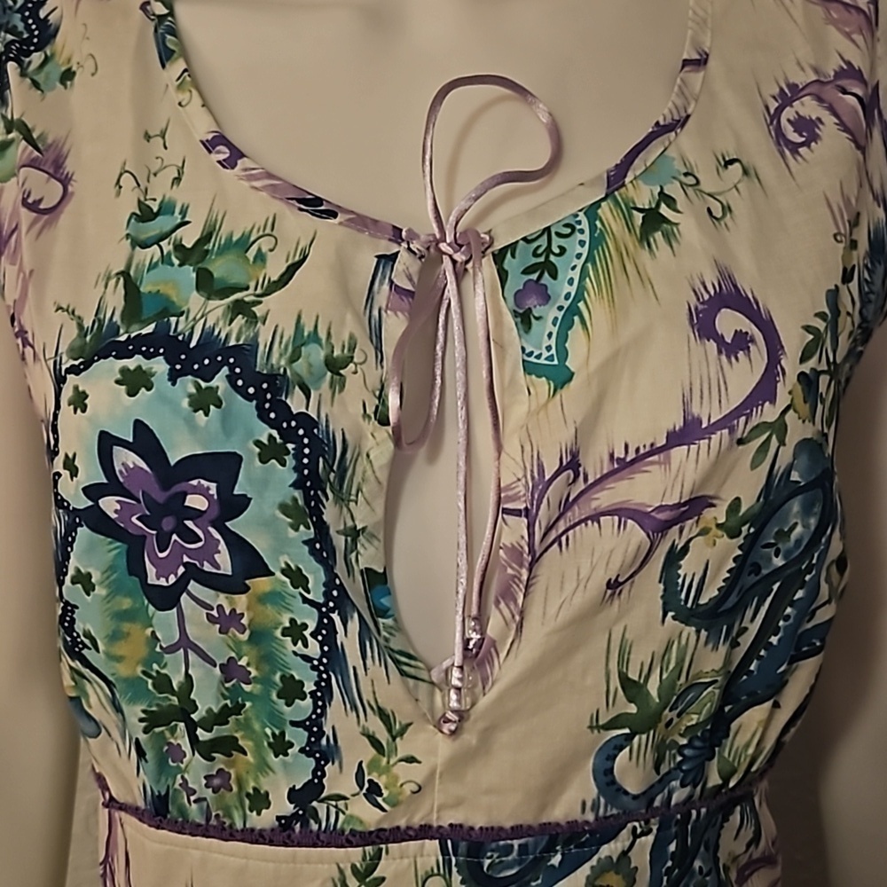 VTG CENTRAL FALLS Project X Floral Paisley Sleeveless Split Neck Tier Skirt Set - Picture 7 of 12